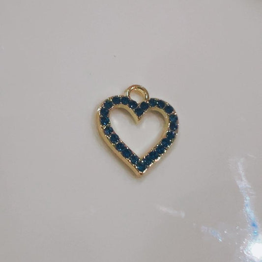 Navy blue outline heart charm on a white background